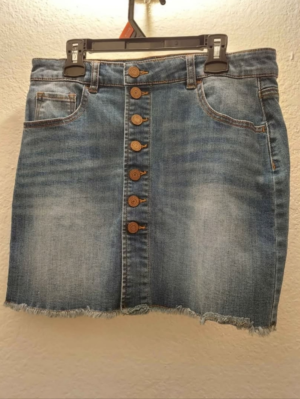 Indigo Rein Light Blue Button-Front Denim Mini Skirt